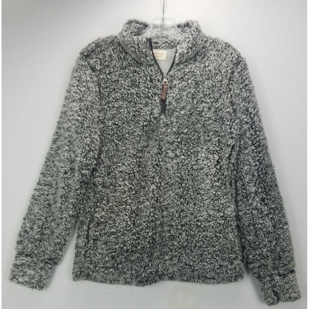 Original Weatherproof Child Jacket Sweater SZ S/CH Blk Gray White Vegan FauxFur